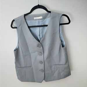 OAK + FORT Dusty Blue Button Down Vest